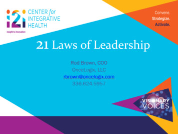 21 Laws Of Leadership - I2i Center For Integrative Health