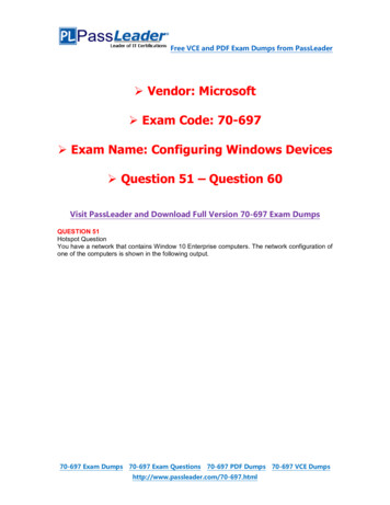 Vendor: Microsoft Exam Code: 70-697 Exam Name: 