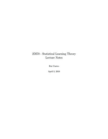 2DI70 - Statistical Learning Theory Lecture Notes