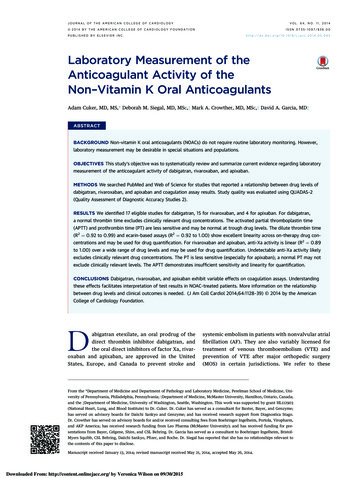 Laboratory Measurement Of The Anticoag Activity