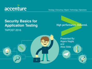 Security Basics For Application Testing