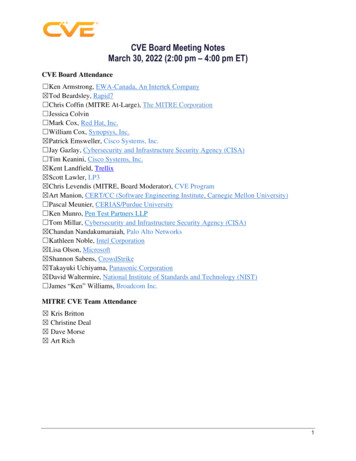 CVE Board Meeting Summary - 30 March 2022