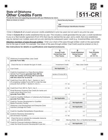 2021 Form 511-CR Other Credits Form - Oklahoma