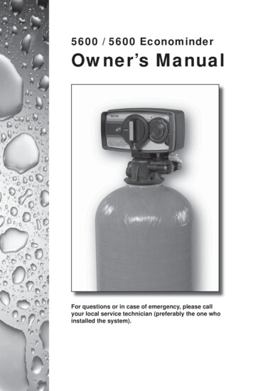 5600 Owners Manual - Tucson Water Softener