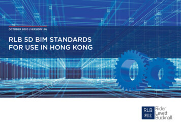 RLB 5D BIM STANDARDS FOR USE IN HONG KONG
