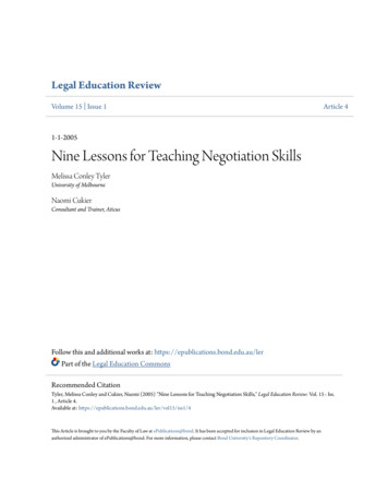 Nine Lessons For Teaching Negotiation Skills