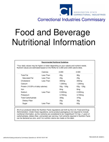 Food And Beverage Nutritional Information