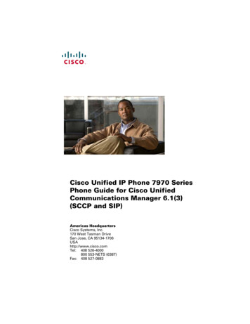 Cisco Unified IP Phone 7970 Series Phone Guide And Quick Reference For .