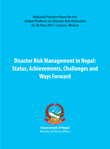 Disaster Risk Management In Nepal: Status, Achievements, Challenges And .