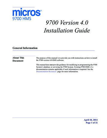 9700 Version 4.0 Installation Guide - Oracle