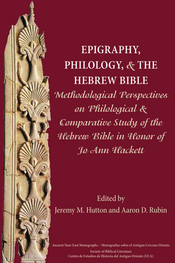 Epigraphy, Philology, And The Hebrew Bible