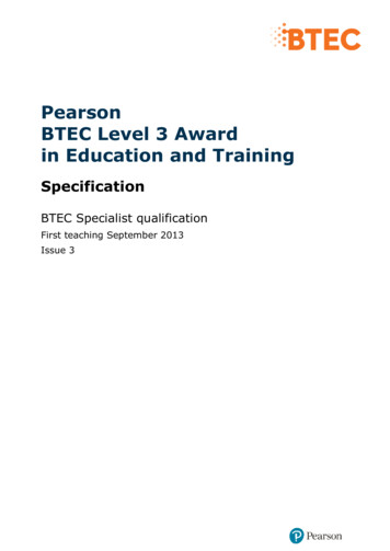 Pearson BTEC Level 3 Award In Education And Training - 