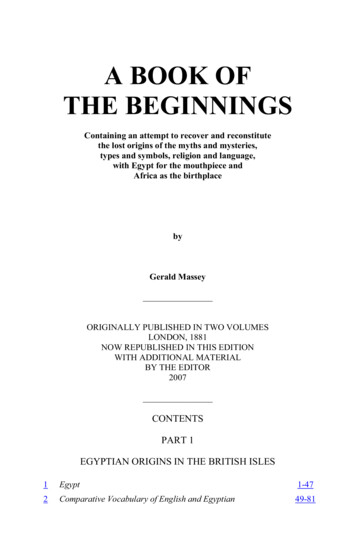 A BOOK OF THE BEGINNINGS - LOJS