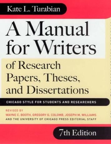 A Manual For Writers Of Research Papers, Theses, And