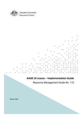 AASB 16 Leases - Implementation Guide - Department Of Finance