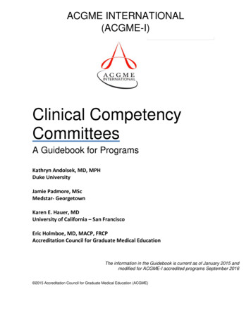 Clinical Competency Committees - ACGME I