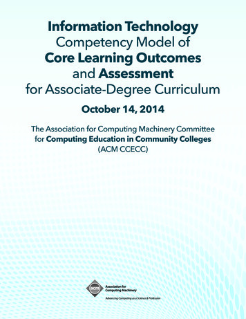Information Technology Competency Model Of Core Learning Outcomes And .