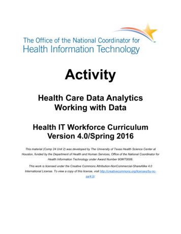Health Care Data Analytics Working With Data