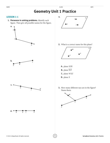 Name Class Date Geometry Unit 1 Practice - 