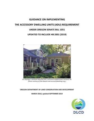 GUIDANCE ON IMPLEMENTING THE ACCESSORY DWELLING UNITS (ADU . - Oregon