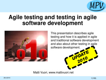 Agile Testing And Testing In Agile Software Development