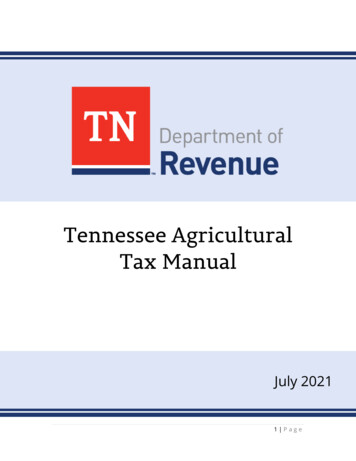 Tennessee Agricultural Tax Manual - TN.gov