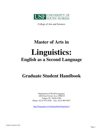 Master Of Arts In Linguistics - University Of South Florida