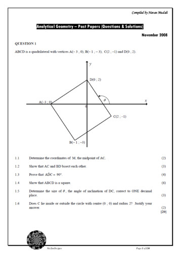Analytical Geometry Past Papers (Questions & Solutions)