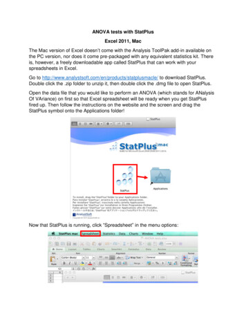 ANOVA Tests With StatPlus Excel 2011, Mac