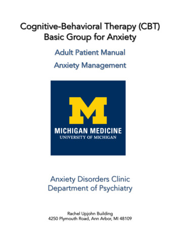 CBT Basic Group For Anxiety Anxiety Management