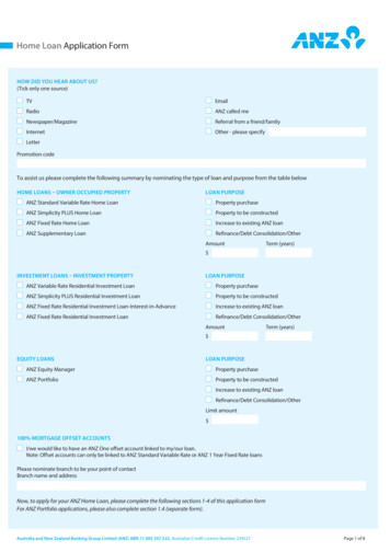 Home Loan Application Form - ANZ Personal