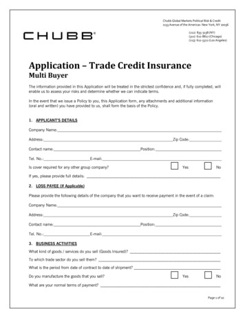 Application - Trade Credit Insurance - Chubb