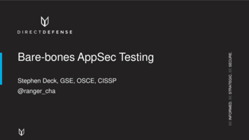 Bare-bones AppSec Testing CURE. BE Stephen Deck, GSE, 