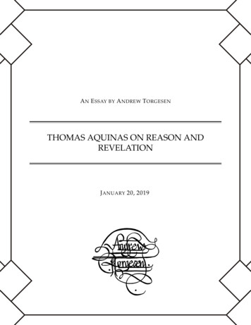 THOMAS AQUINAS ON REASON AND REVELATION - 
