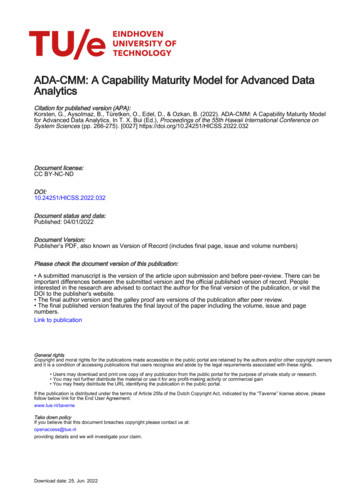 ADA-CMM: A Capability Maturity Model For Advanced Data Analytics