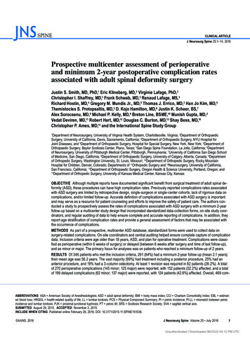 Prospective Multicenter Assessment Of Perioperative And Minimum 2 . - Jns