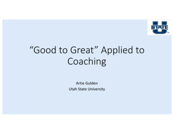 “Good To Great” Applied To Coaching