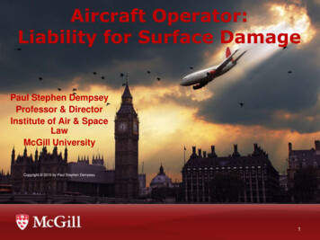 Aircraft Operator: Liability For Surface Damage - McGill University