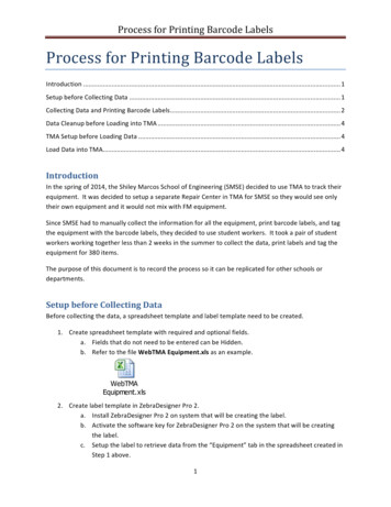 Process For Printing Barcode Labels - University Of San Diego