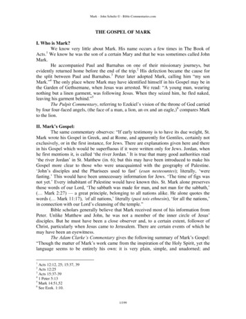 THE GOSPEL OF MARK I. Who Is Mark? - Bible Commentaries