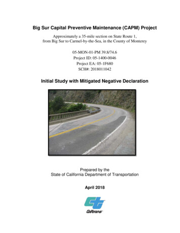 Big Sur Capital Preventive Maintenance (CAPM) Project