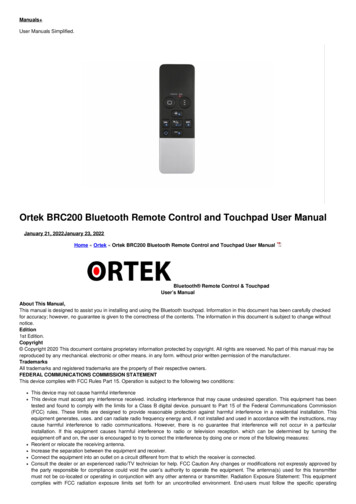 Ortek BRC200 Bluetooth Remote Control And Touchpad User Manual - Manuals 