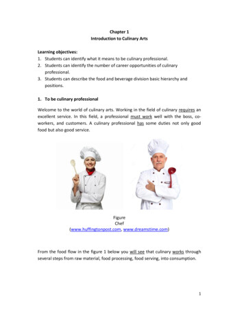 Chapter 1 Introduction To Culinary Arts Learning . - UNY