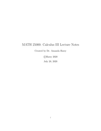 MATH 25000: Calculus III Lecture Notes - Lewis University