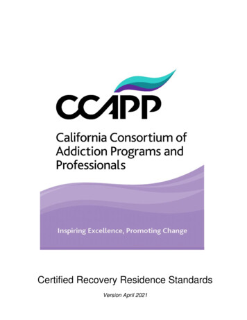Certified Recovery Residence Standards