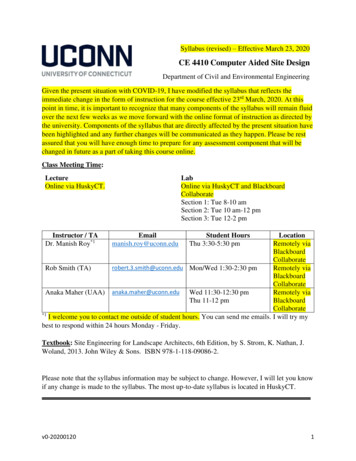 CE 4410 Computer Aided Site Design - University Of Connecticut