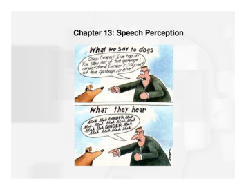 Chapter 13: Speech Perception - University Of Washington