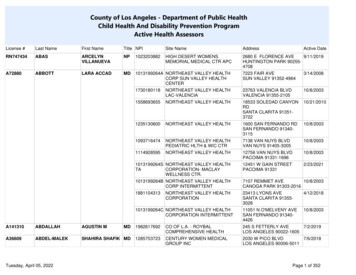 County Of Los Angeles - Department Of Public Health Child .