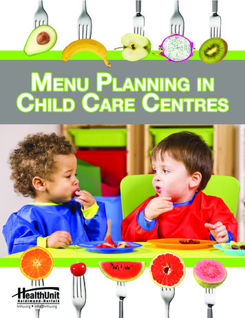 Menu Planning In Child Care Centres - HNHU 