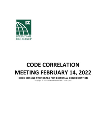 CODE CORRELATION MEETING FEBRUARY 14, 2022 - 